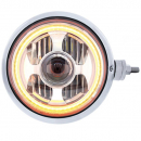 7 Inch Round Dual Beam Stainless Steel Guide 682-C Style Headlight Assembly With LED Headlight And Dual Color Positon Light