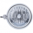 7 Inch Round Chrome Guide 682-C Style Headlight Assembly With Crystal Lens And 10 LED Amber Position Light