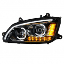 Kenworth T660 2008 Through 2017 Blackout LED Headlight With LED Turn Signal And Position Bar