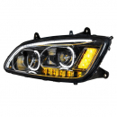 Kenworth T660 2008 Through 2017 Blackout LED Headlight With LED Turn Signal And Position Bar