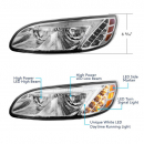 Peterbilt 382,384,386 And 387 Chrome LED Headlight With Daytime Running Light Bar 