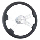 18 Inch Black Top Grain Leather Steering Wheel