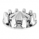 33mm Spoke Top Chrome ABS Front Axle Hub Cap Cover Set With Locking Tabs And Standard Hub Cap