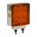 Double Face Amber Square Chrome Pedestal Light - Sleek, Modern Design