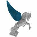 Chrome Fighting Stallion Hood Ornament with or without Wings (GG48072) Blue Wings