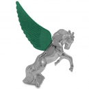 Chrome Fighting Stallion Hood Ornament with or without Wings (GG48073) Green Wings