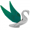 Chrome Swan Bugler Hood Ornament with Chrome or Colored Wings (GG48093) Green Wings