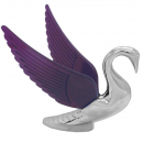 Chrome Swan Bugler Hood Ornament with Chrome or Colored Wings (GG48095) Purple Wings