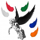 Chrome Fighting Stallion Hood Ornament With Windrider Illuminated Wings