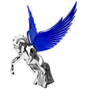 Chrome Fighting Stallion Hood Ornament With Windrider Illuminated Wings