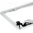 Chrome Plated Steel License Plate Frame With Wide Bottom And Lady Figure Silhouettes