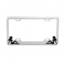 Sitting Lady License Plate Frames -Brass-Plated, Red Lady