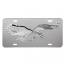 Stainless Steel License Plate With 3D Flying Eagle Emblem