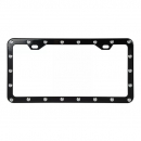 Black Steel With Chrome Rivets License Plate Frame