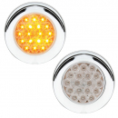 4 Inch Fleet Flange Mount LED Light With Chrome Twist On Bezel With Visor And 3 Wire Connection