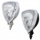 Triangle Headlight in Chrome or Blach Finish & Two Shaped Backs