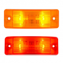 "Turtle Style Rectangular Sealed Marker Lights with Polycarbonate Lens, 12V Bulb, 5-7/8" x 2" x 1-1/2", Amber or Red Lens"