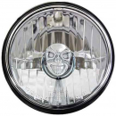 5 3/4 Inch 60/55W H4 Halogen Diamond Cut Lens Headlamp w/ Skull