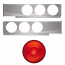 Stainless Steel Two Piece Rear Light Bars With Six 4 Inch Round Lights With Grommet