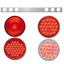 Chrome One Piece Rear Light Bars With Six 4 Inch Round Lights With Grommet