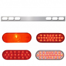 Chrome One Piece Rear Light Bar With 6 Oval Lights In Straight Style With Stainless Steel Grommet Cover Without Visor