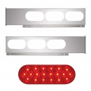 Chrome Two Piece Rear Light Bars With 6 Oval Lights In Straight Style With Chrome Plastic Grommet Cover Without Visor