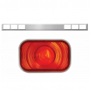 Chrome One Piece Rear Light Bar With 6 Rectangular Lights With Stainless Steel Grommet Cover With Visor