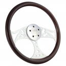 18 Inch Chrome Dark Wood Bettie Steering Wheel