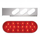 Slanted Style Chrome Two Piece Rear Light Bar With 6 Oval Lights And Chrome Plastic Grommet Cover With Visor