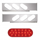 Stainless Steel Two Piece Rear Light Bar With 6 Oval Slanted Style Lights And Stainless Steel Grommet Cover Without Visor