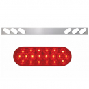 Stainless Steel One Piece Rear Light Bars With 6 Oval Lights In Slanted Style With Chrome Plastic Grommet Cover With Visor