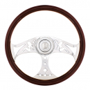 18 Inch Woodgrain Lady steering Wheel With Chrome Horn Bezel And Horn Button