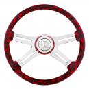 18 Inch Red Skull 4 Spoke steering Wheel With Horn Button And Matching Skull Horn Bezel