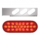Slanted Style Chrome Two Piece Rear Light Bar With 6 Oval Lights And Stainless Steel Grommet Cover Without Visor
