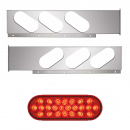 Stainless Steel Two Piece Rear Light Bar With 6 Oval Slanted Style Lights And Chrome Plastic Grommet Cover Without Visor
