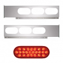 Chrome Two Piece Rear Light Bars With 6 Oval Lights In Straight Style With Chrome Plastic Grommet Cover Without Visor