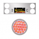 Chrome Rear Center Light Panel With 4 Inch Round Lights With Chrome Plastic Grommet Cover With Visor