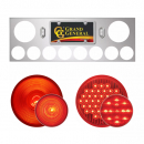 Chrome Rear Center Light Panels With Backing Plate And Four Oval Lights With Chrome Plastic Grommet Cover With Visor