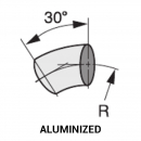 Aluminized 30 Degree Standard Radius Tangent End Elbow - Sizes 2.25 to 5 Inch, Part Numbers DF-10T-225-30AZ to DF-10T-500-30AZ