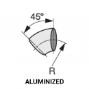 Aluminized 45 Degree Short Radius Tangent End Elbow - Sizes 2.5 to 6 Inch - Part Numbers DF-11T-250-45AZ to DF-11T-600-45AZ