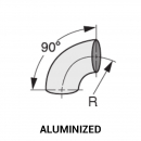 Aluminized 90 Degree Short Radius Tangent End Elbow - Sizes 2 to 6 Inch, Part Numbers DF-11T-200-90AZ to DF-11T-600-90AZ