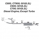 Ford 501 (8.2L) Diesel Engine; Except Turbo Exhaust Layout