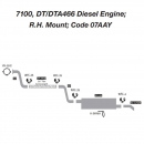 International 7100, DT/DTA466 Diesel Engine Exhaust Layout