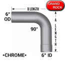 6 Inch I.D/O.D 90 Degree Chrome Elbow Pipe - Grand Rock