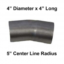 15 Degree Short Radius Elbow Pipe, 4 Inch Diameter, 4 Inch Length