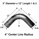 3" Diameter 12" Length 90 Degree Elbow