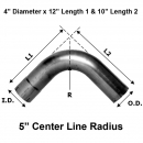 4" Diameter 12" Length 1 & 10" Length 2 90 Degree Elbow