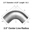 "2.5" Dia 6.25" Length Short Radius 90 Degree Aluminized Elbow for Exhaust Systems"