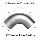 3" Diameter 6.5" Length Short Radius 90 Degree Elbow