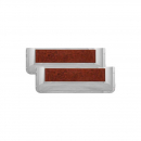 Stainless Door Pockets with Rosewood Trim Both Long Pockets